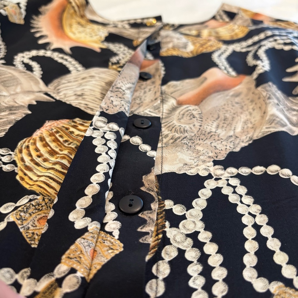 VTG 80s/90s Silk Nautical/Baroque/Coastal Grandma Blouse Size 12 - Picture 6 of 9